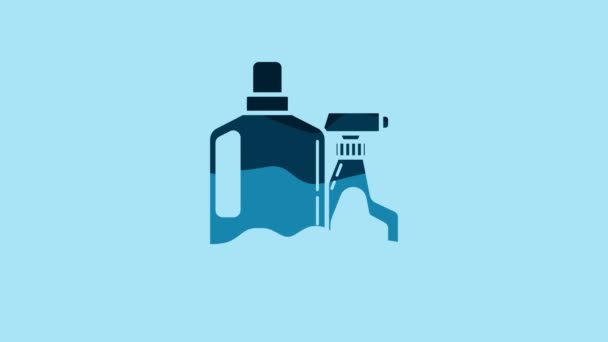 Blue Plastic Bottles Liquid Laundry Detergent Bleach Dishwashing Liquid Another — Stockvideo