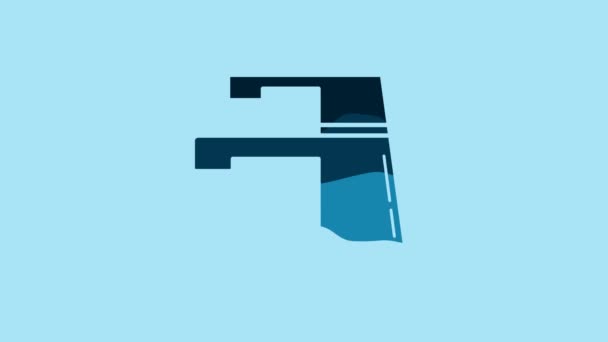 Голубой Значок Водопроводного Крана Синем Фоне Видеографическая Анимация — стоковое видео