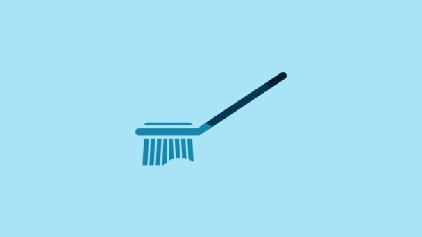 Blue Toilet Brush Icon Isolated Blue Background Video Motion Graphic — Stock video