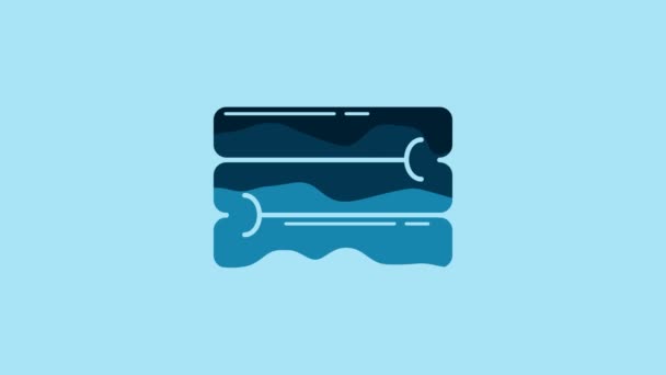 Blue Towel Stack Icon Isolated Blue Background Video Motion Graphic — Stockvideo