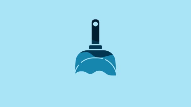 Blue Dustpan Icon Isolated Blue Background Cleaning Scoop Services Video — Stockvideo