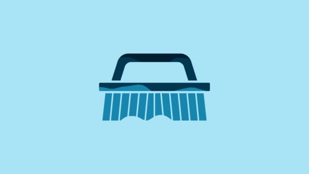 Blue Brush Cleaning Icon Isolated Blue Background Video Motion Graphic — Stok video