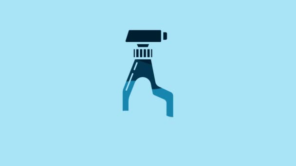 Blue Cleaning Spray Bottle Detergent Liquid Icon Isolated Blue Background — Wideo stockowe