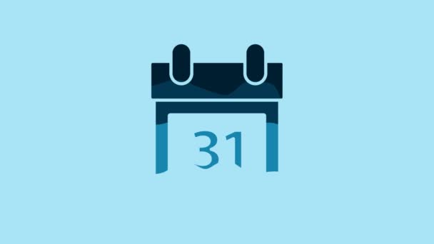 ハロウィンとブルーカレンダー日付31青の背景に隔離された10月のアイコン ハッピーハロウィンパーティー 4Kビデオモーショングラフィックアニメーション — ストック動画
