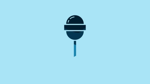 Blue Lollipop Icon Isolated Blue Background Food Delicious Symbol Video — Stockvideo