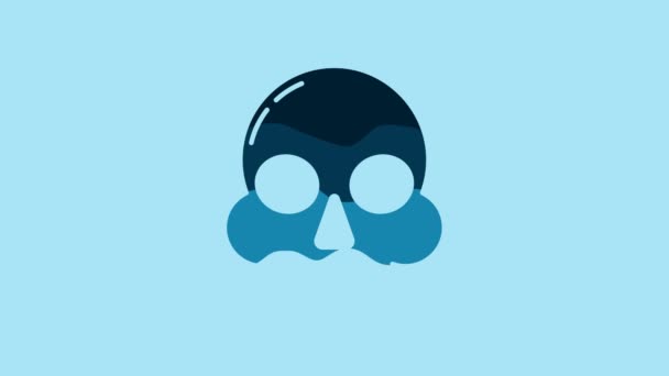 Blue Skull Icon Isolated Blue Background Happy Halloween Party Video — Stok video
