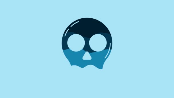 Blue Skull Icon Isolated Blue Background Happy Halloween Party Video — стоковое видео
