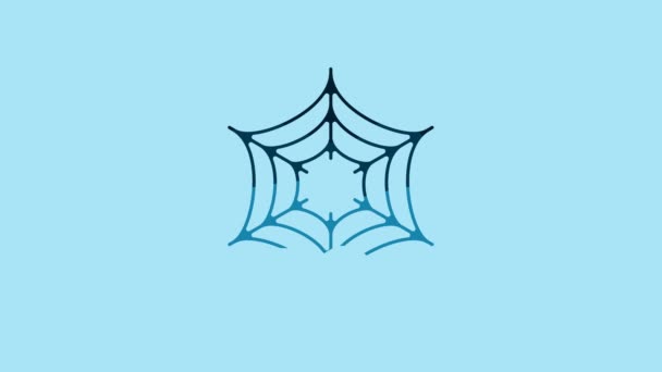 Blue Spider Web Icon Isolated Blue Background Cobweb Sign Happy — Vídeos de Stock