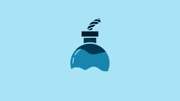 Blue Bomb Ready Explode Icon Isolated Blue Background Happy Halloween — 图库视频影像