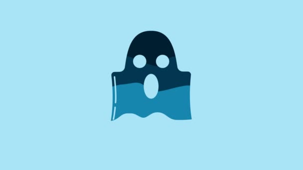 Blue Ghost Icon Isolated Blue Background Happy Halloween Party Video — Stockvideo