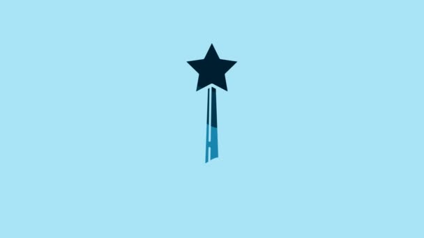 Blue Magic Wand Icon Isolated Blue Background Star Shape Magic — 비디오