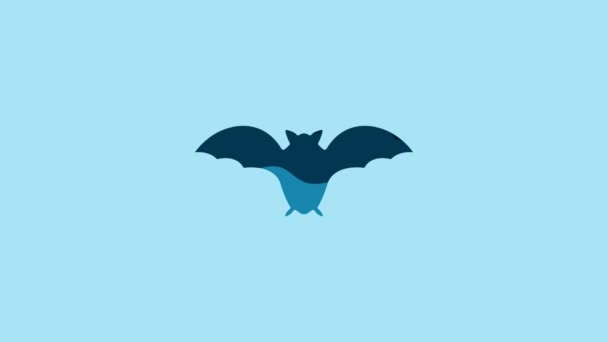 Blue Flying Bat Icon Isolated Blue Background Video Motion Graphic — Stock videók