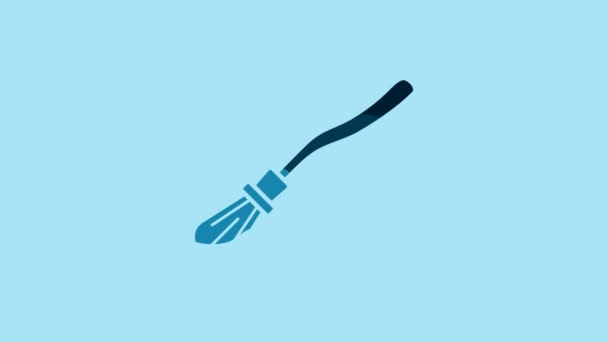 Blue Witches Broom Icon Isolated Blue Background Happy Halloween Party — Wideo stockowe