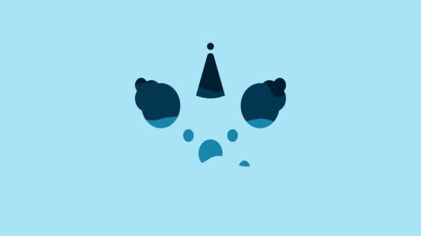 Синий Символ Головы Клоуна Выделен Синем Фоне Видеографическая Анимация — стоковое видео