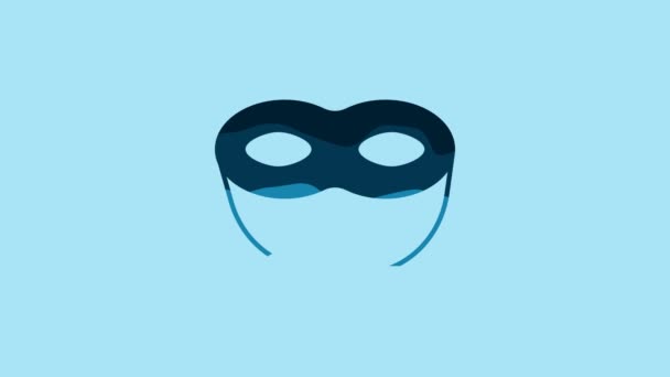 Blue Festive Mask Icon Isolated Blue Background Video Motion Graphic — Vídeo de Stock