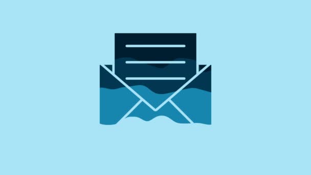 Blue Envelope Invitation Card Icon Isolated Blue Background Video Motion — Stockvideo