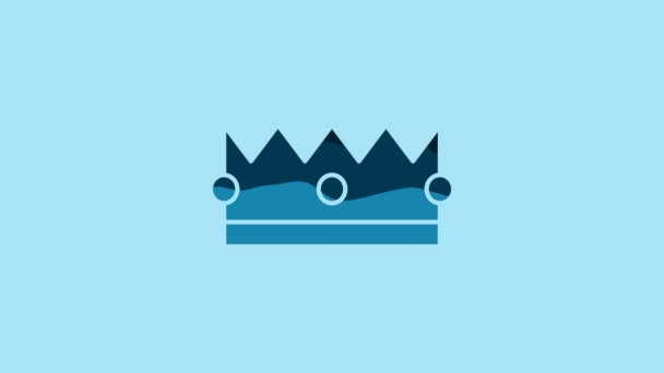Blue Crown Icon Isolated Blue Background Video Motion Graphic Animation — Stok video
