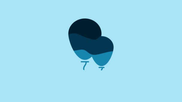 Blue Balloons Ribbon Icon Isolated Blue Background Video Motion Graphic — Vídeo de Stock
