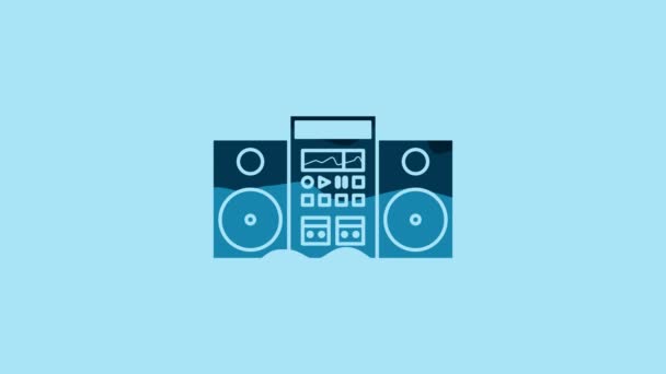 Blue Home Stereo Two Speakers Icon Isolated Blue Background Music — Vídeo de stock