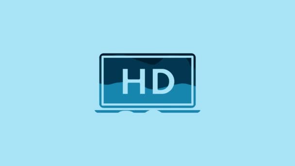 Blue Laptop Screen Video Technology Icon Isolated Blue Background Video — Stockvideo