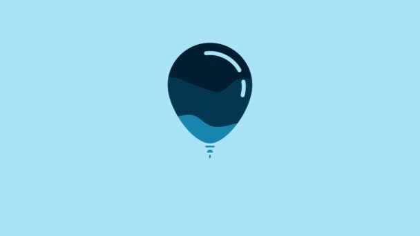 Blue Balloon Ribbon Icon Isolated Blue Background Video Motion Graphic — Stock video