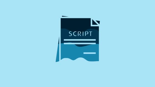 Blue Scenario Icon Isolated Blue Background Script Reading Concept Art — Stockvideo