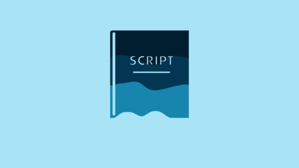 Blue Scenario Icon Isolated Blue Background Script Reading Concept Art — стоковое видео