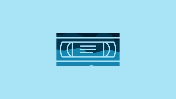 Blue Vhs Video Cassette Tape Icon Isolated Blue Background Video — Vídeos de Stock