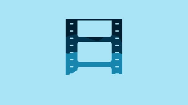 Blue Play Video Icon Isolated Blue Background Film Strip Sign — Stock video