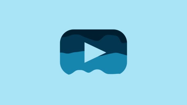 Blue Play Icon Isolated Blue Background Video Motion Graphic Animation — Vídeo de stock