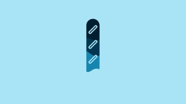 蓝色法国面包图标孤立在蓝色背景 4K视频运动图形动画 — 图库视频影像