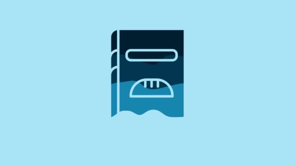 Піктограма Синьої Кулінарної Книги Ізольована Синьому Фоні Піктограма Книги Приготування — стокове відео
