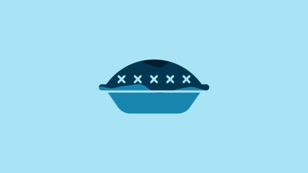 Blue Homemade Pie Icon Isolated Blue Background Video Motion Graphic — 비디오