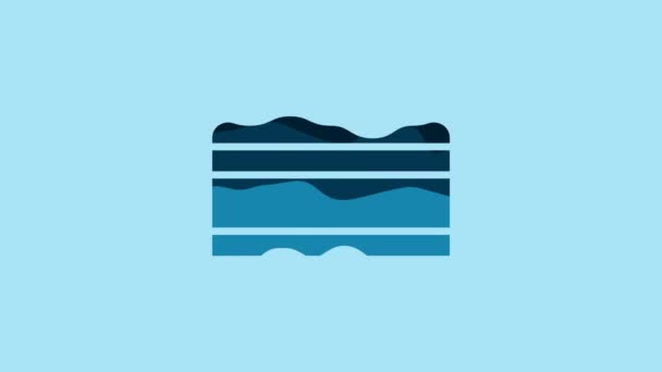 Blue Brownie Chocolate Cake Icon Isolated Blue Background Video Motion — Wideo stockowe