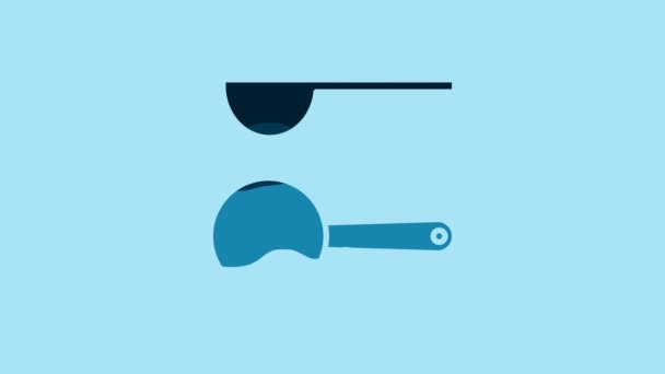Blue Measuring Spoon Icon Isolated Blue Background Video Motion Graphic — Stockvideo
