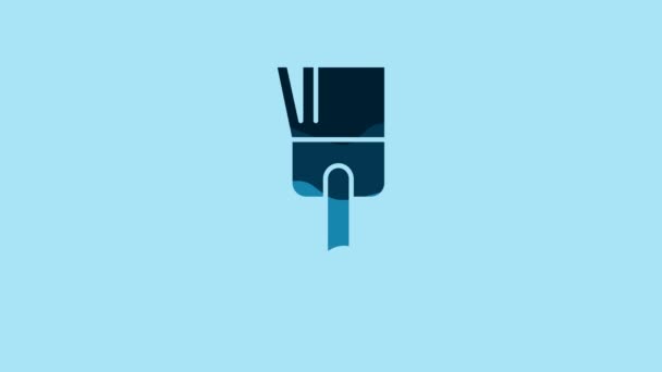 Blue Kitchen Brush Icon Isolated Blue Background Video Motion Graphic — Vídeos de Stock
