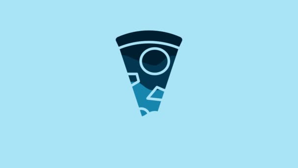 Blue Slice Pizza Icon Isolated Blue Background Video Motion Graphic — Vídeo de Stock