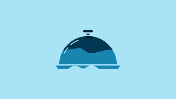 Blue Covered Tray Food Icon Isolated Blue Background Tray Lid — Video