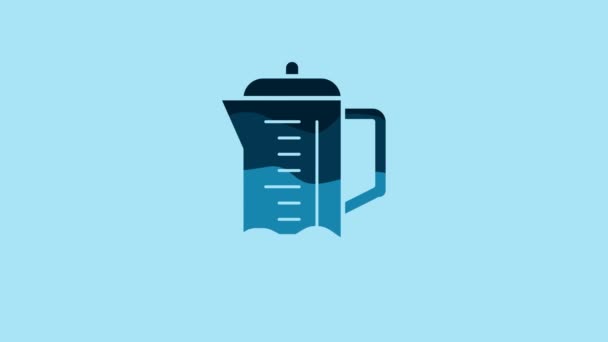 Blue Teapot Icon Isolated Blue Background Video Motion Graphic Animation — Stockvideo