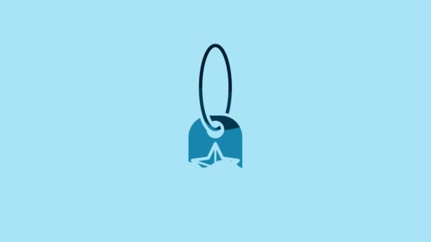 蓝色军犬标签图标孤立在蓝色背景 身份标识图标 陆军标志 4K视频运动图形动画 — 图库视频影像