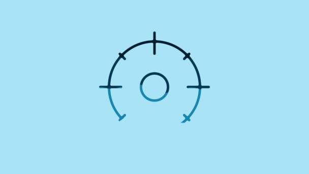 Blue Target Sport Shooting Competition Icon Isolated Blue Background Clean — Stock video