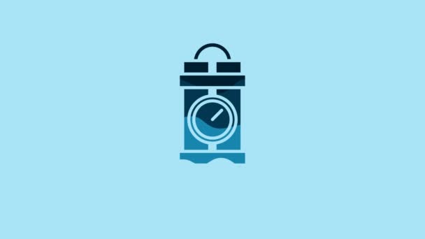 Blue Detonate Dynamite Bomb Stick Timer Clock Icon Isolated Blue — Stock video