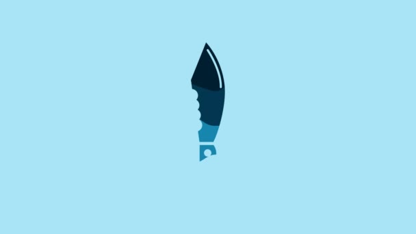 Blue Military Knife Icon Isolated Blue Background Video Motion Graphic — Vídeos de Stock