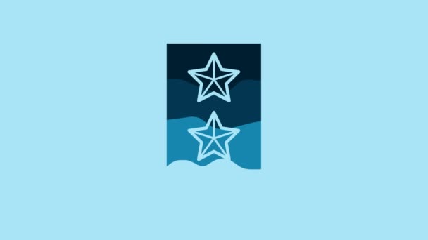 ブルーのシェブロンアイコンがブルーの背景に分離されました 軍のバッジサインだ 4Kビデオモーショングラフィックアニメーション — ストック動画