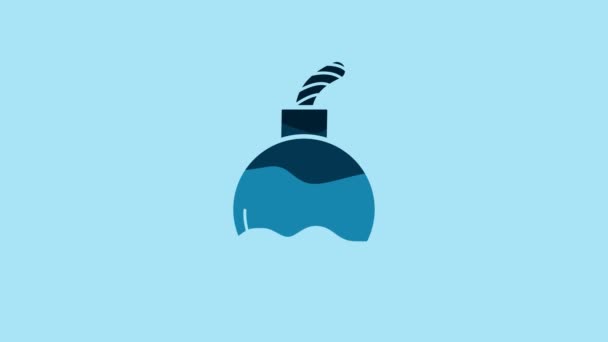 Blue Bomb Ready Explode Icon Isolated Blue Background Video Motion — Video