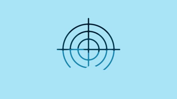Blue Target Sport Shooting Competition Icon Isolated Blue Background Clean — Vídeo de Stock