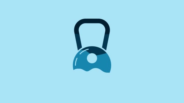 Blue Kettlebell Icon Isolated Blue Background Video Motion Graphic Animation — Stock video