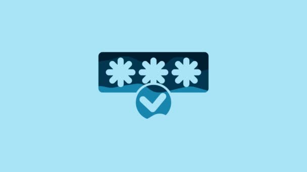 Синий Значок Защиты Паролем Безопасного Доступа Выделен Синем Фоне Безопасность — стоковое видео