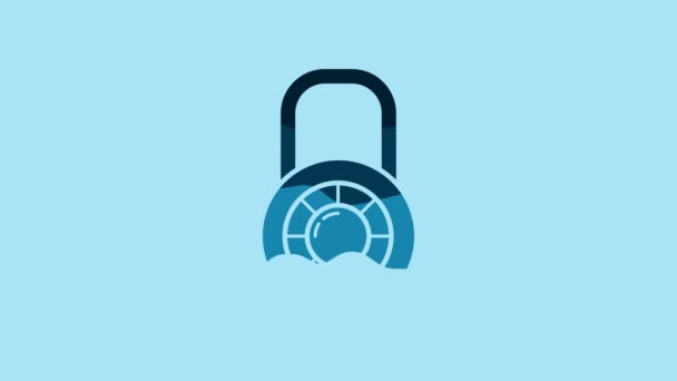 Blue Safe Combination Lock Wheel Icon Isolated Blue Background Combination — Vídeo de Stock