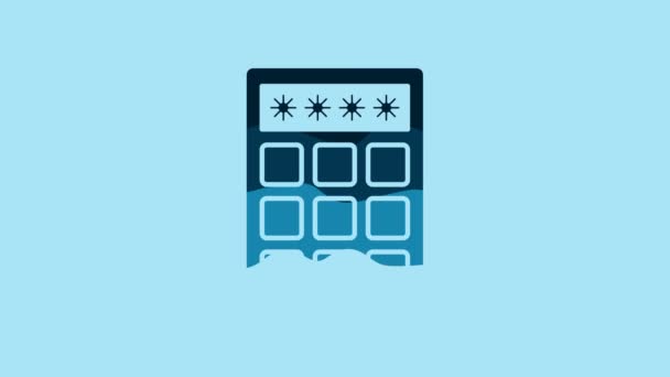 Blue Password Protection Safety Access Icon Isolated Blue Background Security — 비디오